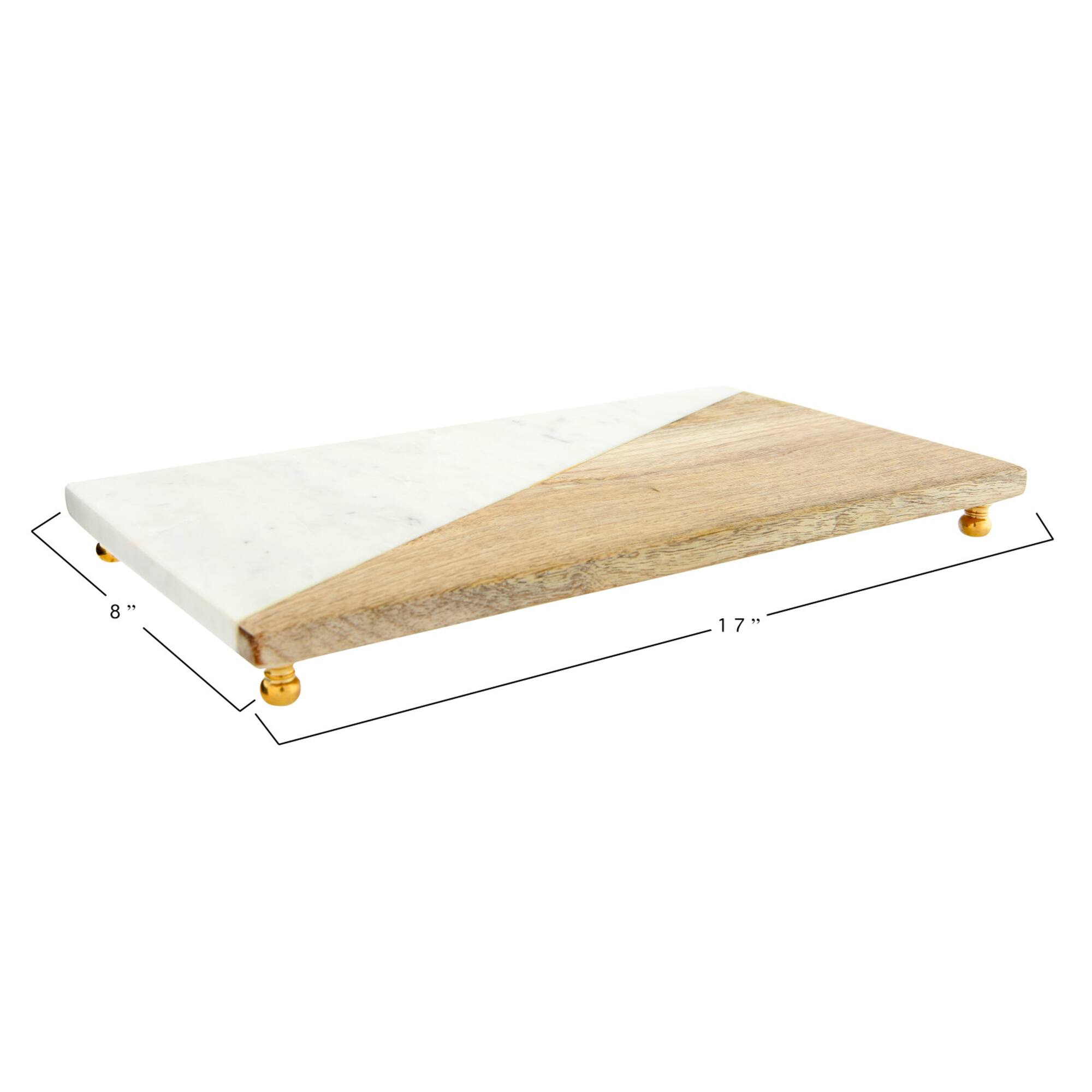 Hello Honey® Mango Wood & Marble Serving Tray